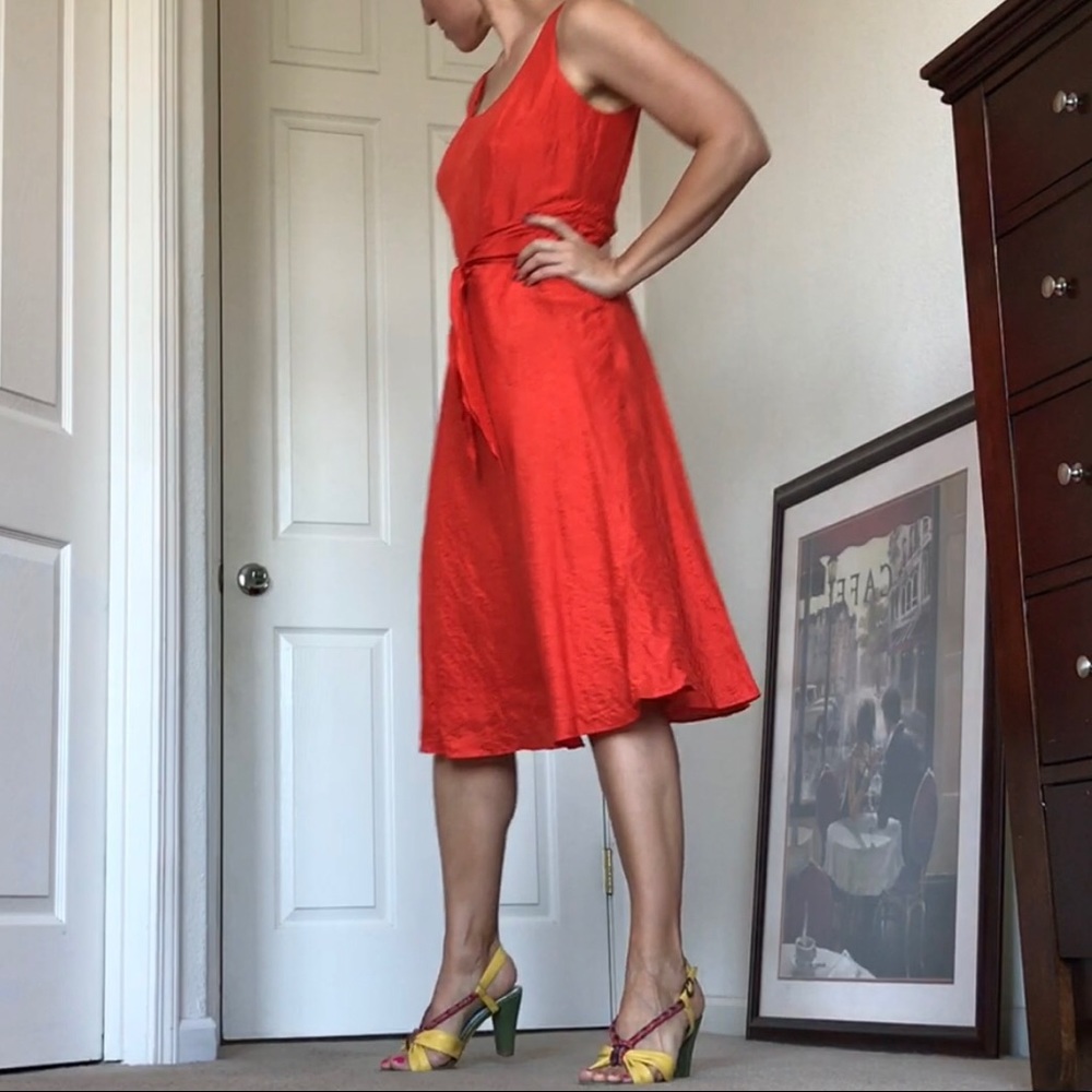 Orange Silk Dress A-Line 100% Silk